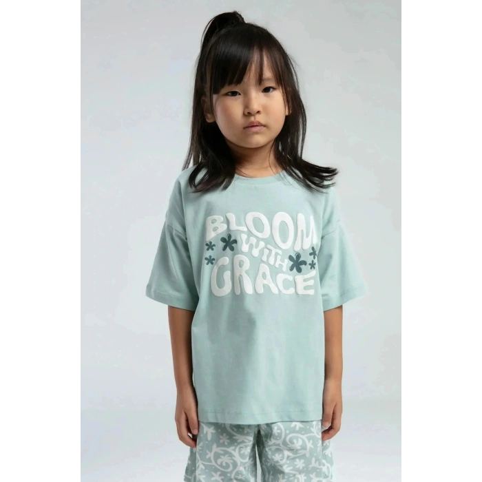 ANNE KIZ ÇOCUK ŞORT TAKIM - SU YEŞİLİ