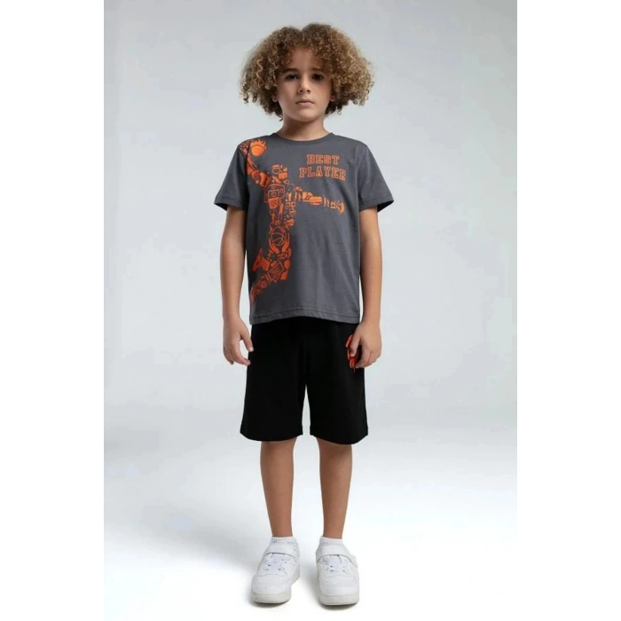 ERKEK ÇOCUK BERMUDA TAKIM - FÜME