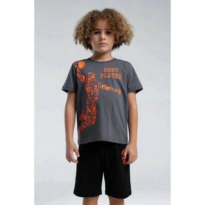 ERKEK ÇOCUK BERMUDA TAKIM - FÜME