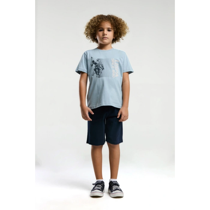 ERKEK ÇOCUK BERMUDA TAKIMI - SOFT YEŞİL