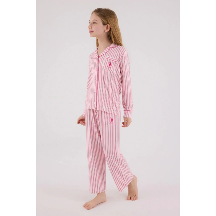 KIZ GARSON GÖMLEK PİJAMA TAKIMI - AÇIK FUŞYA
