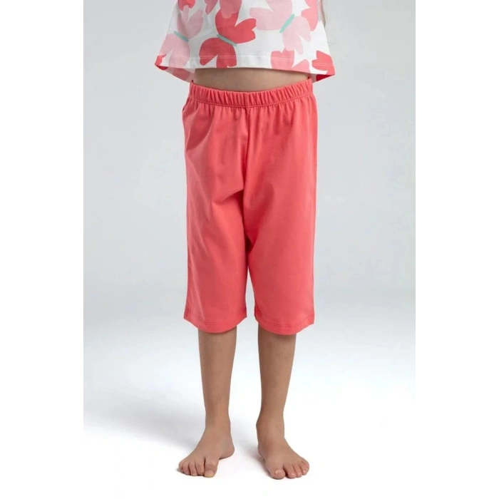 KIZ ÇOCUK KAPRİ TAKIM - BEYAZ/CORAL