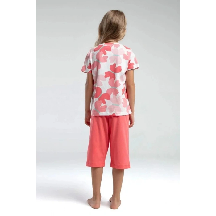 KIZ ÇOCUK KAPRİ TAKIM - BEYAZ/CORAL