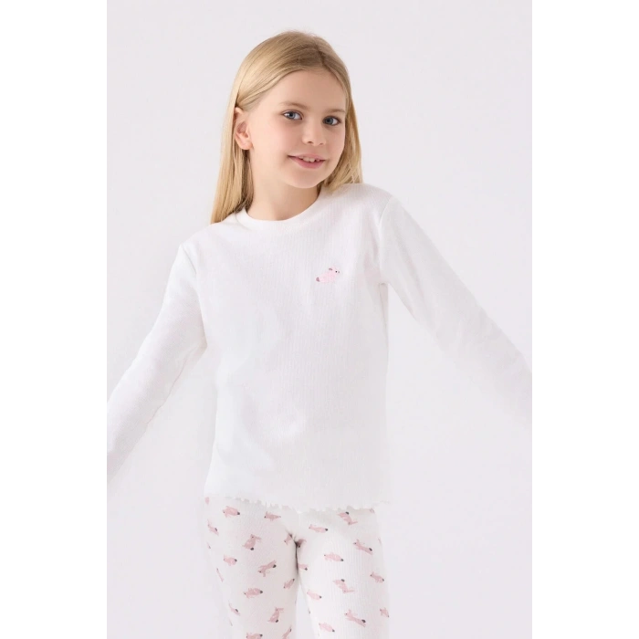 KIZ ÇOCUK İKİLİ TAYT TAKIM - BEYAZ