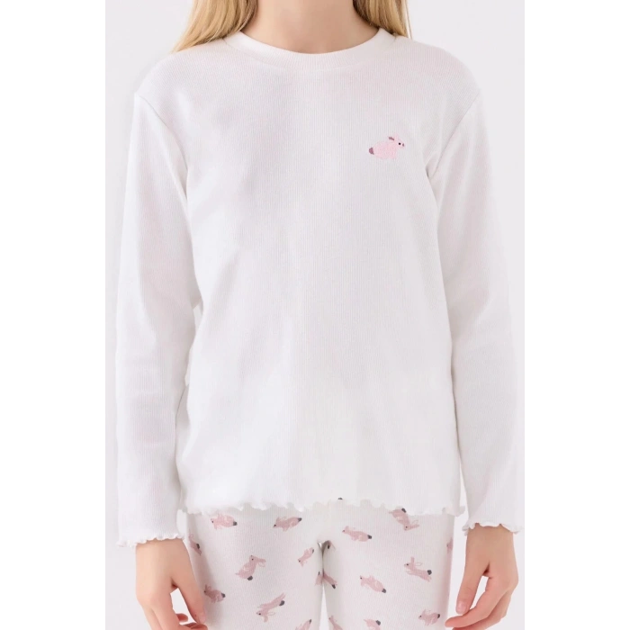 KIZ ÇOCUK İKİLİ TAYT TAKIM - BEYAZ