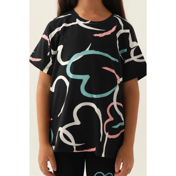 KIZ ÇOCUK BERMUDA TAYT TAKIM - SİYAH