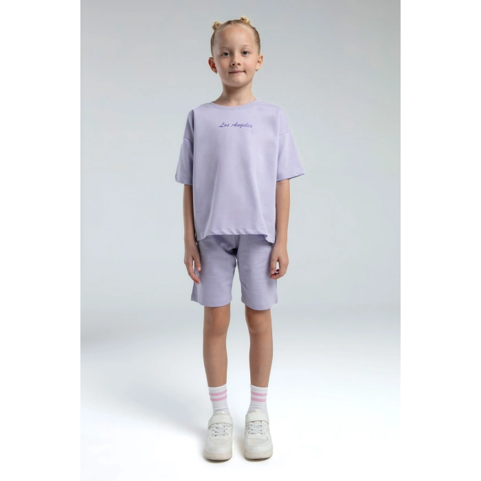KIZ ÇOCUK BERMUDA TAKIM - LİLA