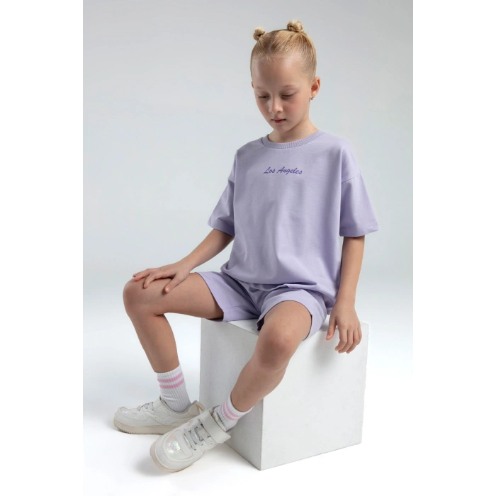 KIZ ÇOCUK BERMUDA TAKIM - LİLA