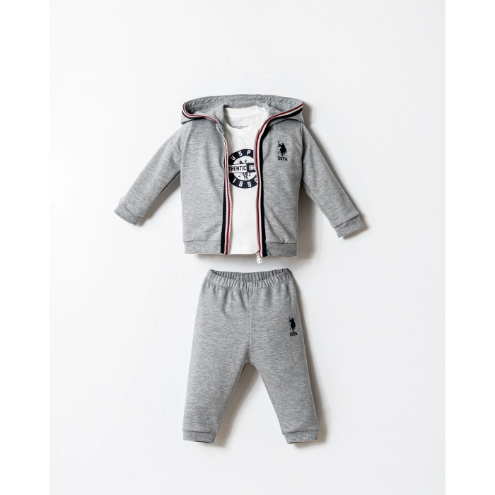 U.S.POLO ASSN. ERKEK BEBEK 3 LÜ TAKIM - GRİ MELANJ