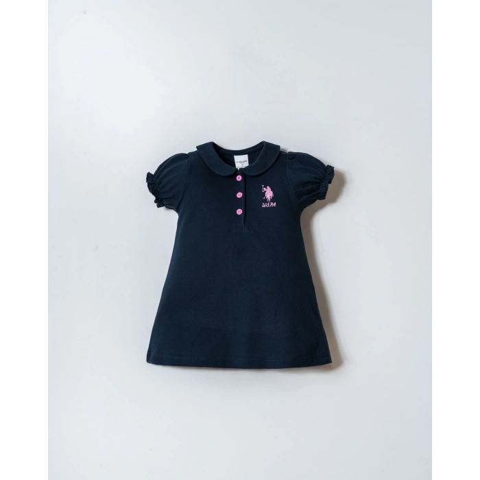 U.S POLO ASSN. KIZ BEBEK PİKE ELBİSE - LACİVERT