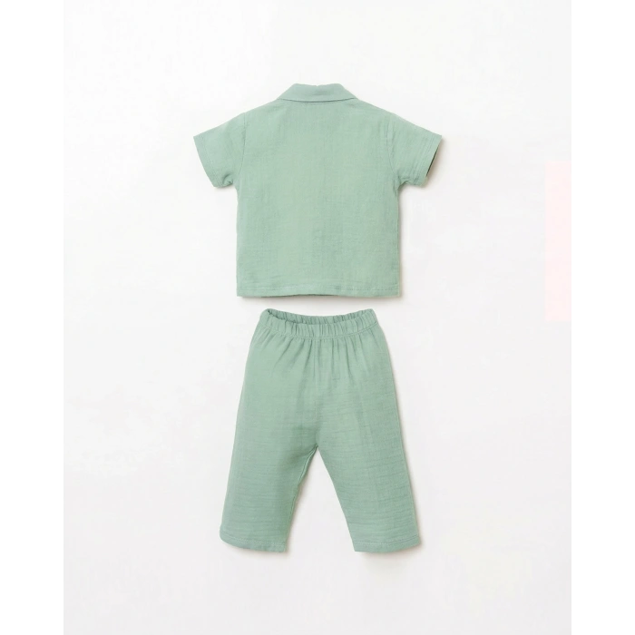 U.S.POLO ERKEK BEBEK GÖMLEK PİJAMA TAKIMI - MİNT