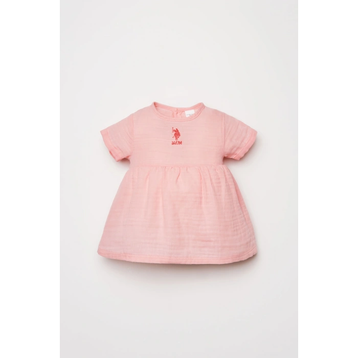 U.S POLO ASSN. KIZ BEBEK MÜSLİN ELBİSE - SOMON