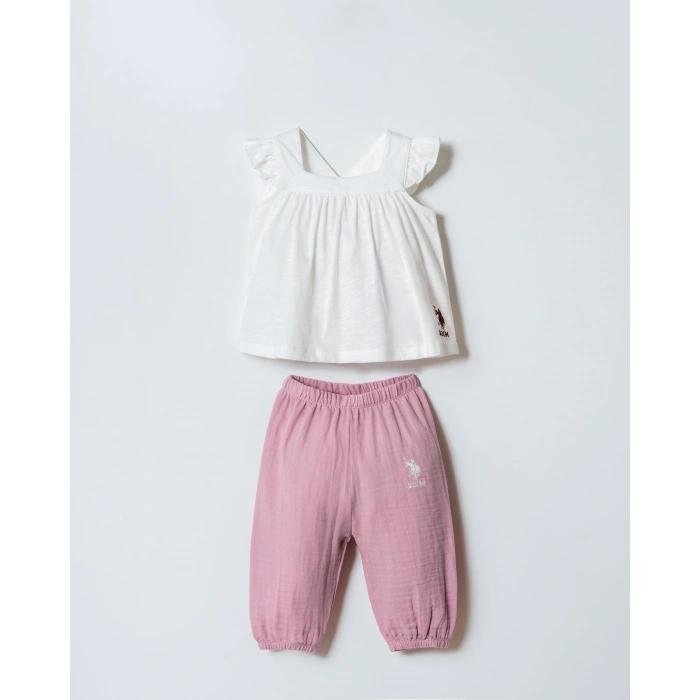 U.S POLO ASSN. KIZ BEBEK T-SHIRT TAKIM - BEYAZ-LİLA