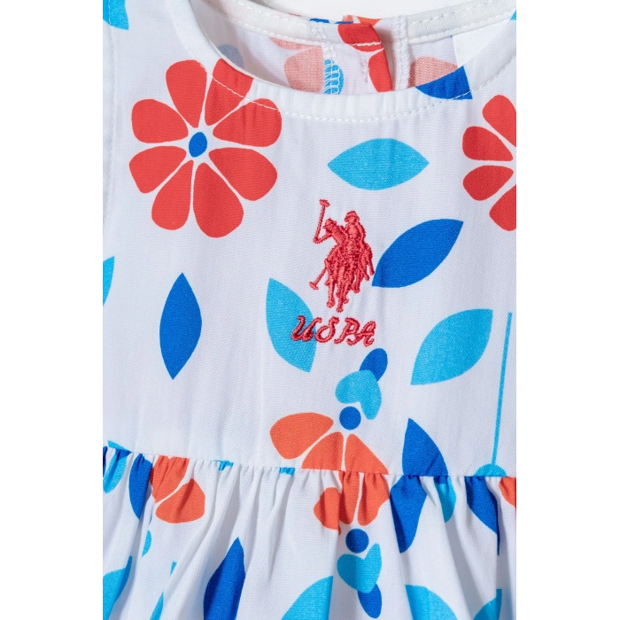 U.S POLO ASSN. KIZ BEBEK KÜLOTLU DOKUMA ELBİSE - MAVİ-TURUNCU