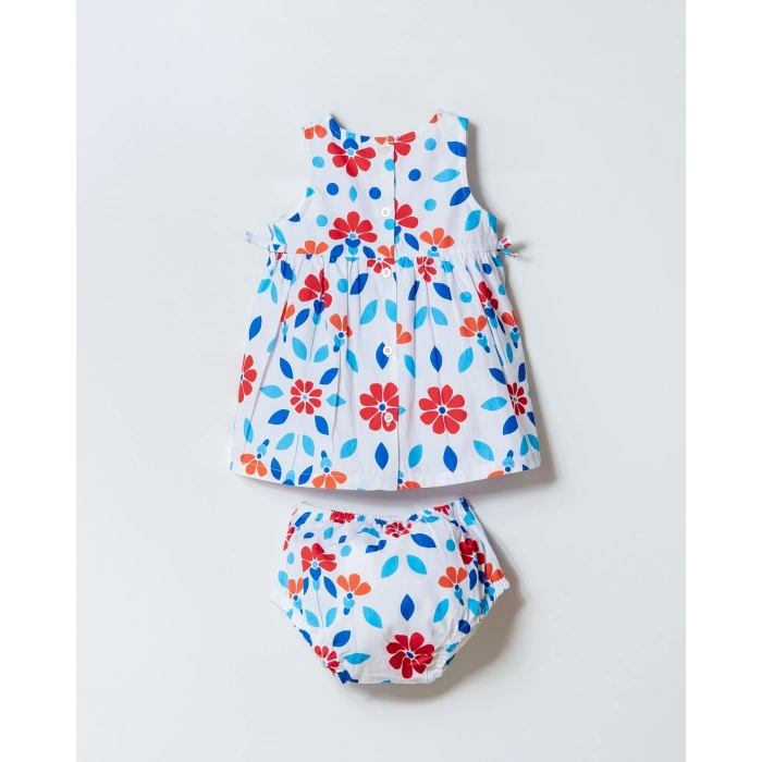 U.S POLO ASSN. KIZ BEBEK KÜLOTLU DOKUMA ELBİSE - MAVİ-TURUNCU