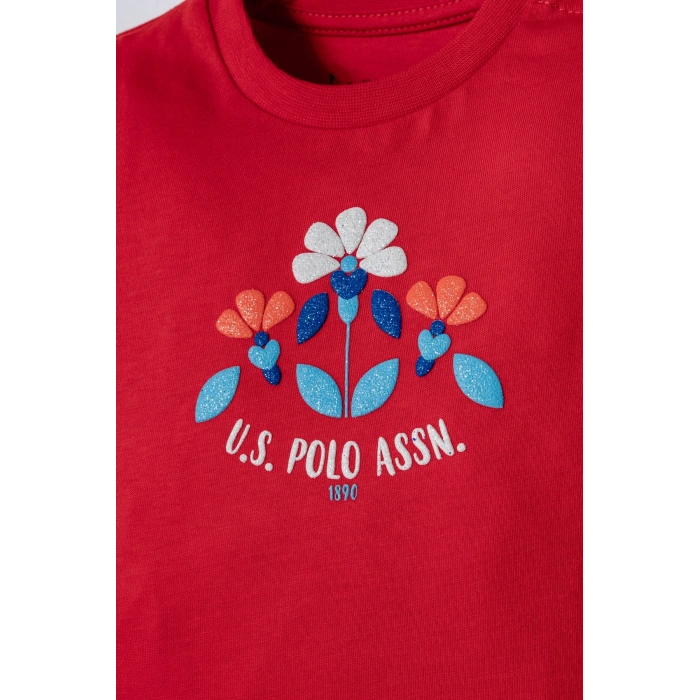 U.S POLO ASSN. KIZ BEBEK  ŞORT T-SHIRT TAKIM - NAR ÇİÇEĞİ