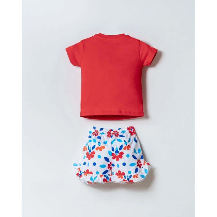 U.S POLO ASSN. KIZ BEBEK  ŞORT T-SHIRT TAKIM - NAR ÇİÇEĞİ