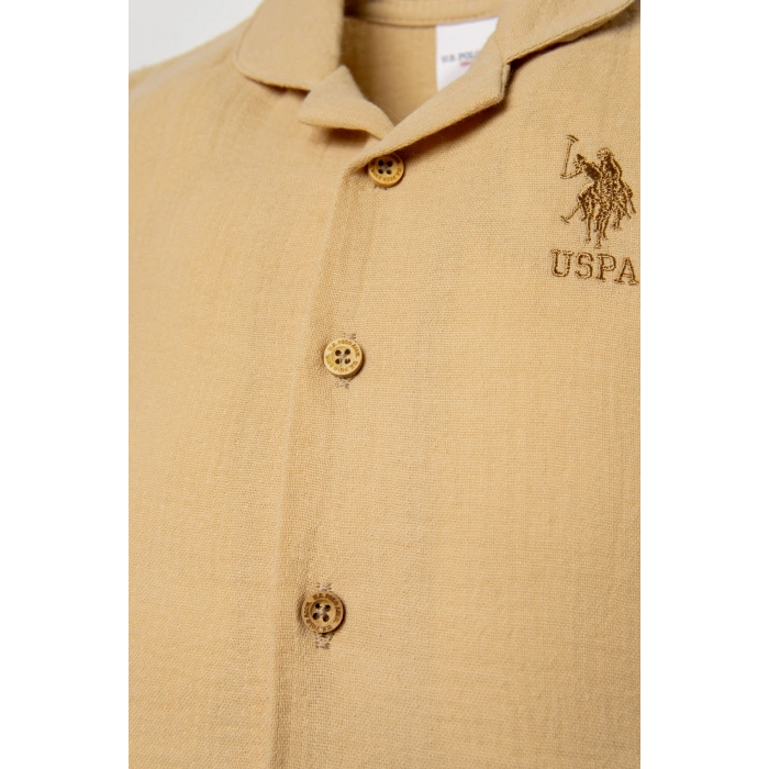 U.S.POLO ERKEK BEBEK GÖMLEK PİJAMA TAKIMI - KUM