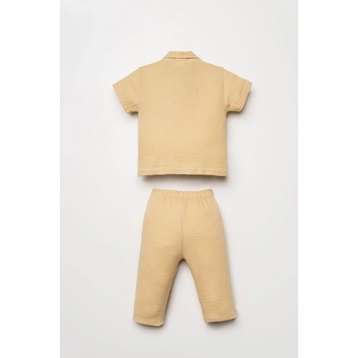 U.S.POLO ERKEK BEBEK GÖMLEK PİJAMA TAKIMI - KUM