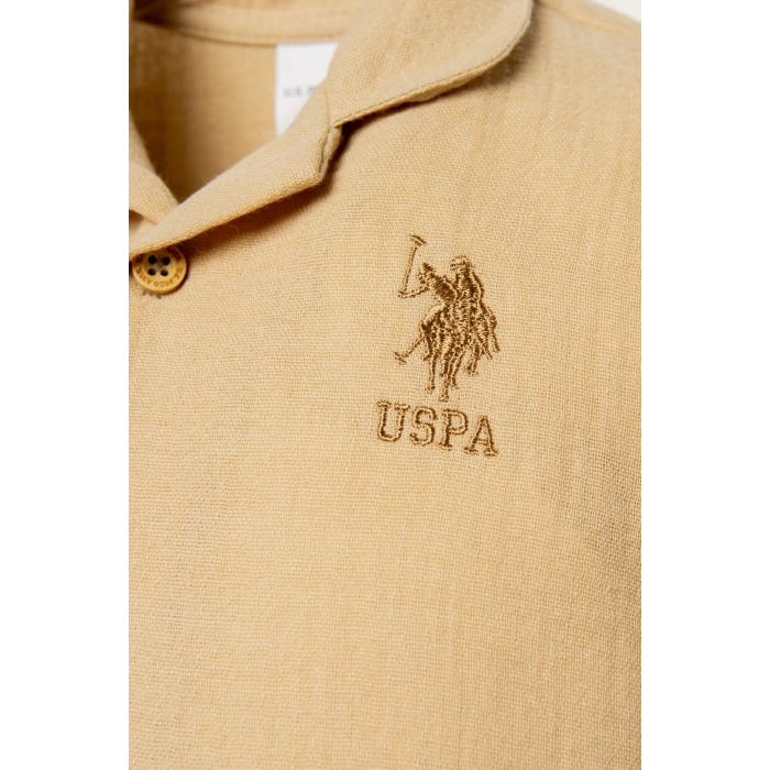 U.S.POLO ERKEK BEBEK GÖMLEK PİJAMA TAKIMI - KUM