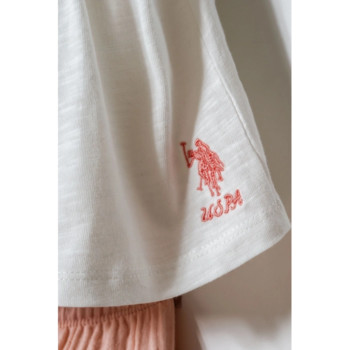 U.S POLO ASSN. KIZ BEBEK T-SHIRT TAKIM - BEYAZ-PUDRA