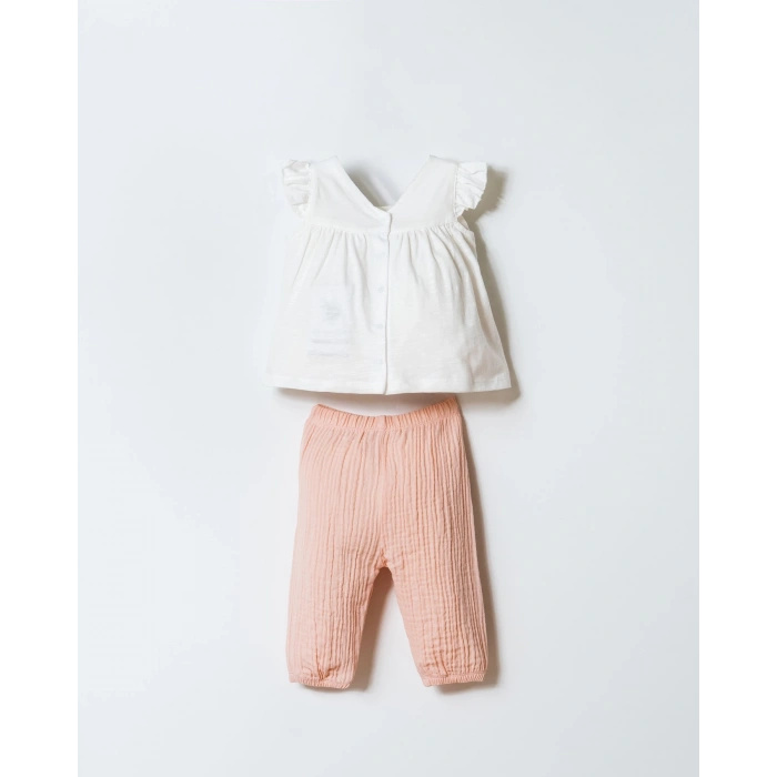 U.S POLO ASSN. KIZ BEBEK T-SHIRT TAKIM - BEYAZ-PUDRA