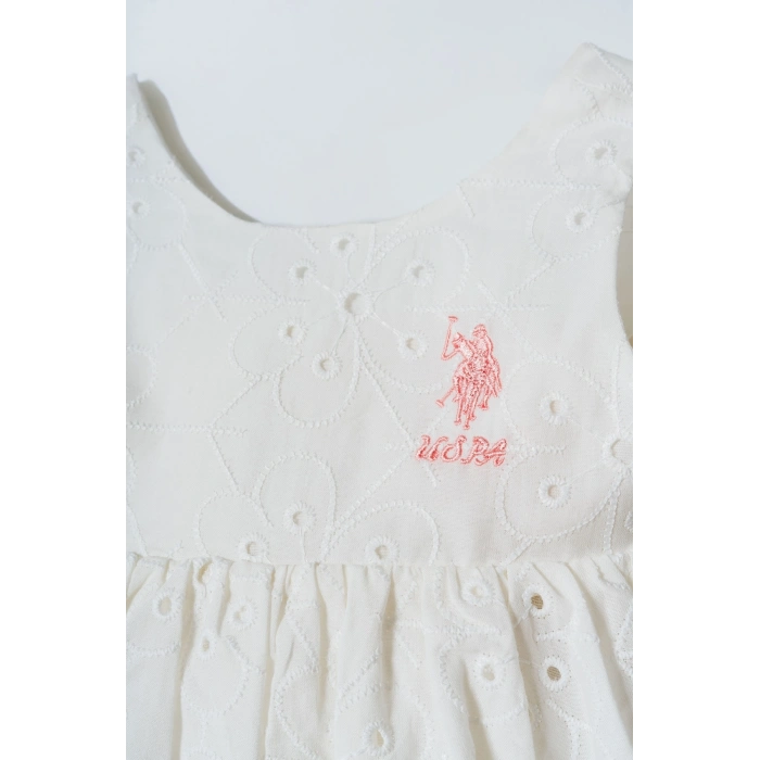 U.S POLO ASSN. KIZ BEBEK DANTEL ELBİSE - Beyaz