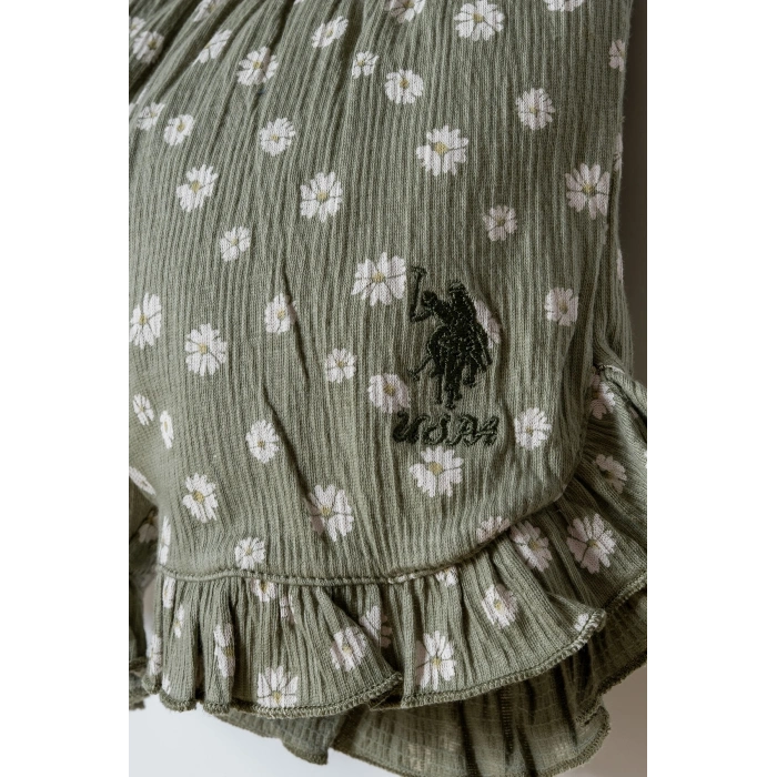 U.S POLO ASSN. KIZ BEBEK ŞORT T-SHIRT TAKIM - BEYAZ-YEŞİL