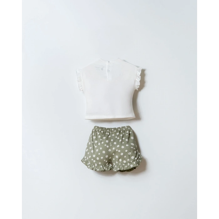 U.S POLO ASSN. KIZ BEBEK ŞORT T-SHIRT TAKIM - BEYAZ-YEŞİL