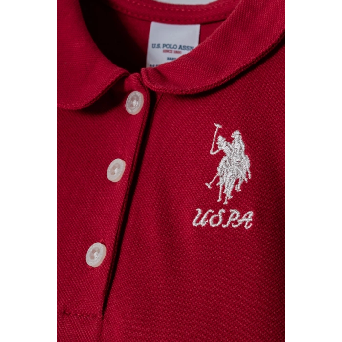 U.S POLO ASSN. KIZ BEBEK PİKE ELBİSE - KIRMIZI