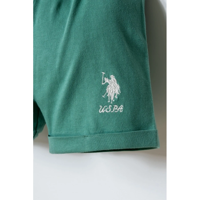 U.S POLO ASSN. KIZ BEBEK ŞORT T-SHIRT TAKIM - EKRU-YEŞİL