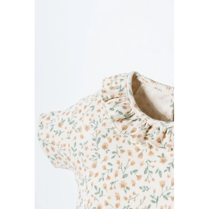 U.S POLO ASSN. KIZ BEBEK ŞORT T-SHIRT TAKIM - EKRU-YEŞİL