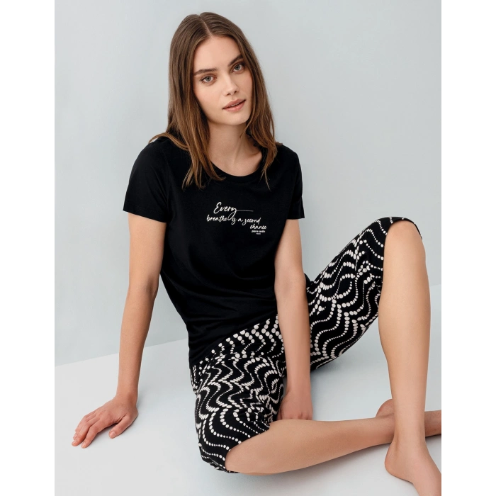 PIERRE CARDIN KADIN KAPRİ İKİLİ TAKIM - siyah