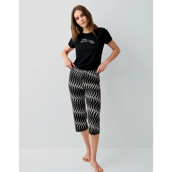 PIERRE CARDIN KADIN KAPRİ İKİLİ TAKIM - siyah