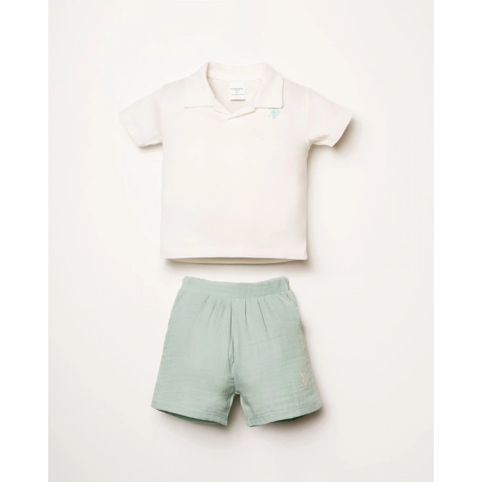 U.S.POLO ASSN. ERKEK BEBEK ŞORT T-SHIRT TAKIM - BEYAZ-MİNT