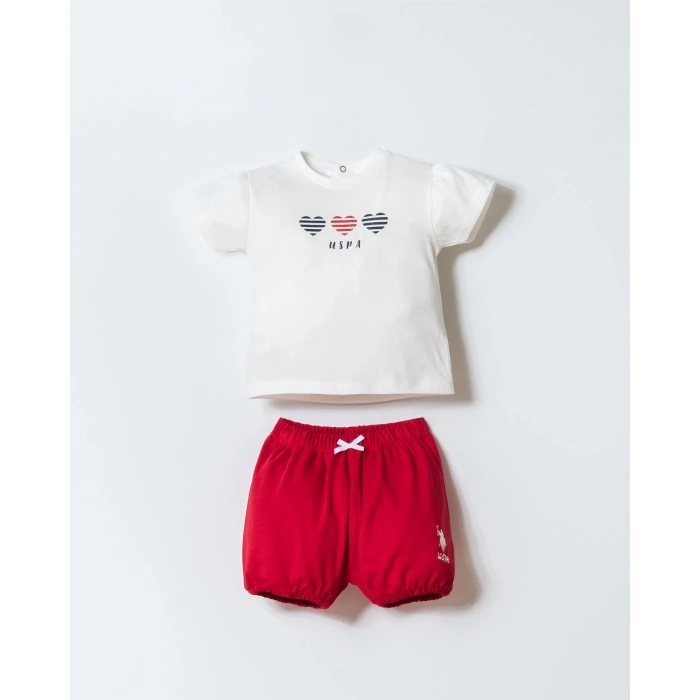 U.S POLO ASSN. KIZ BEBEK ŞORT T-SHIRT TAKIM - Beyaz