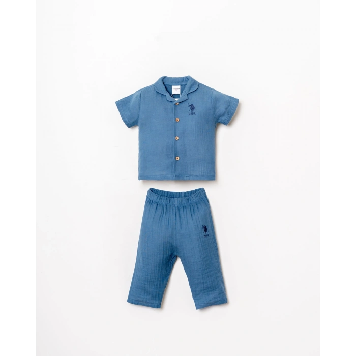U.S.POLO ERKEK BEBEK GÖMLEK PİJAMA TAKIMI - İNDİGO