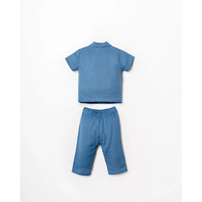 U.S.POLO ERKEK BEBEK GÖMLEK PİJAMA TAKIMI - İNDİGO