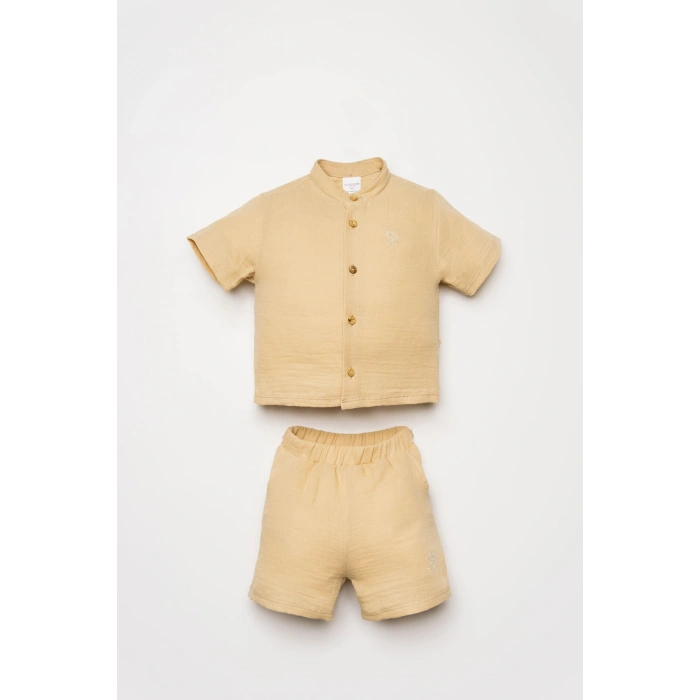 U.S.POLO ASSN. ERKEK BEBEK ŞORT GÖMLEK TAKIM - KUM