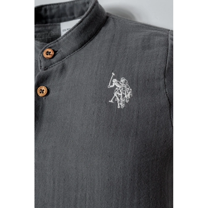 U.S.POLO ASSN. ERKEK BEBEK ŞORT GÖMLEK TAKIM - KOYU GRİ