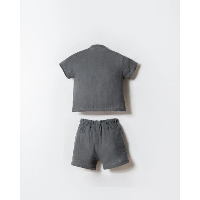 U.S.POLO ASSN. ERKEK BEBEK ŞORT GÖMLEK TAKIM - KOYU GRİ