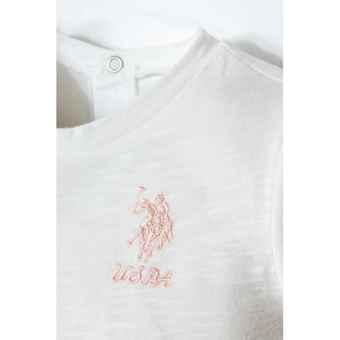 U.S POLO ASSN. KIZ BEBEK ŞORT T-SHIRT TAKIM - BEYAZ-PUDRA