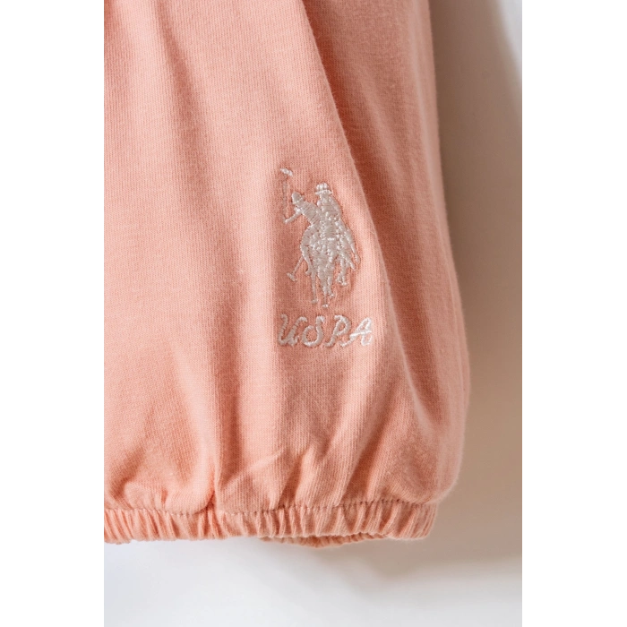 U.S POLO ASSN. KIZ BEBEK ŞORT T-SHIRT TAKIM - BEYAZ-PUDRA