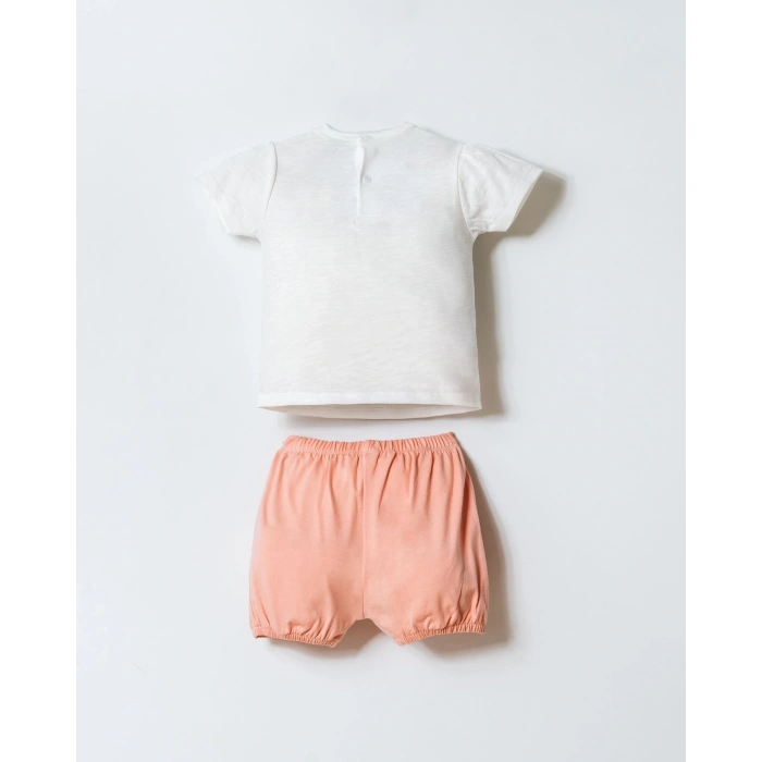 U.S POLO ASSN. KIZ BEBEK ŞORT T-SHIRT TAKIM - BEYAZ-PUDRA