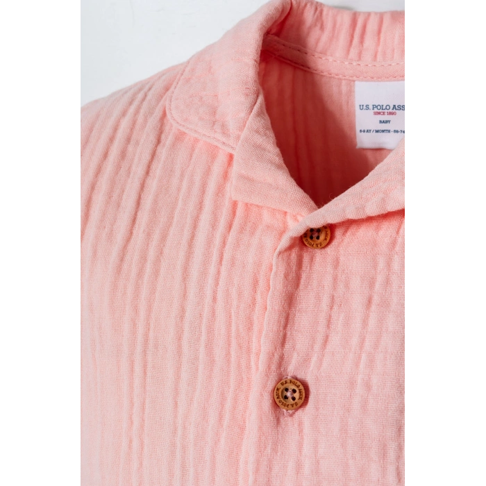 U.S POLO ASSN. KIZ BEBEK GÖMLEK PİJAMA TAKIM - PUDRA