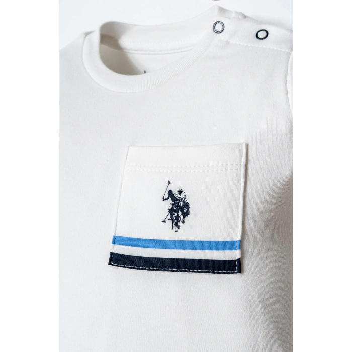 U.S.POLO ASSN. ERKEK BEBEK ŞORT T-SHIRT TAKIM - BEYAZ-LACİVERT