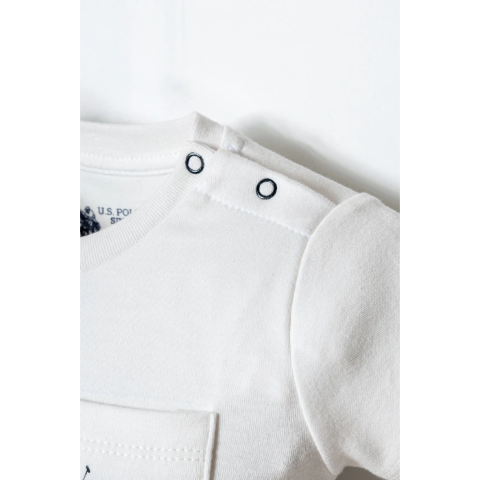 U.S.POLO ASSN. ERKEK BEBEK ŞORT T-SHIRT TAKIM - BEYAZ-LACİVERT
