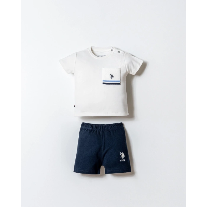 U.S.POLO ASSN. ERKEK BEBEK ŞORT T-SHIRT TAKIM - BEYAZ-LACİVERT
