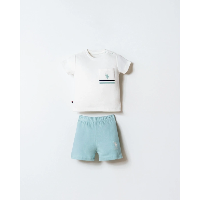 U.S.POLO ASSN. ERKEK BEBEK ŞORT T-SHIRT TAKIM - BEYAZ-SU YEŞİLİ