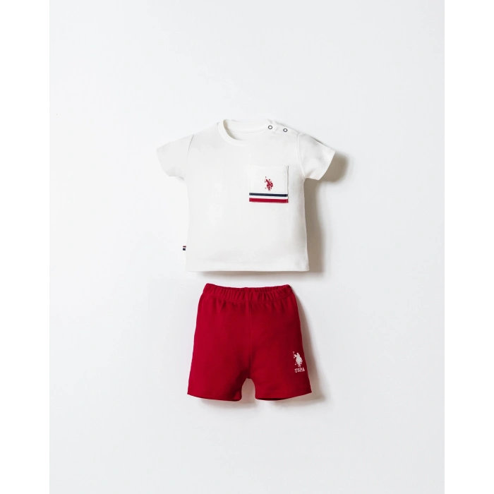 U.S.POLO ASSN. ERKEK BEBEK ŞORT T-SHIRT TAKIM - BEYAZ-KIRMIZI